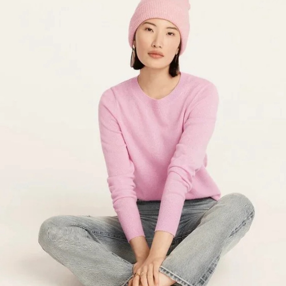 J. Crew CASHMERE Classic-Fit Crewneck Sweater BA400 Pink Crisp Blossom - S